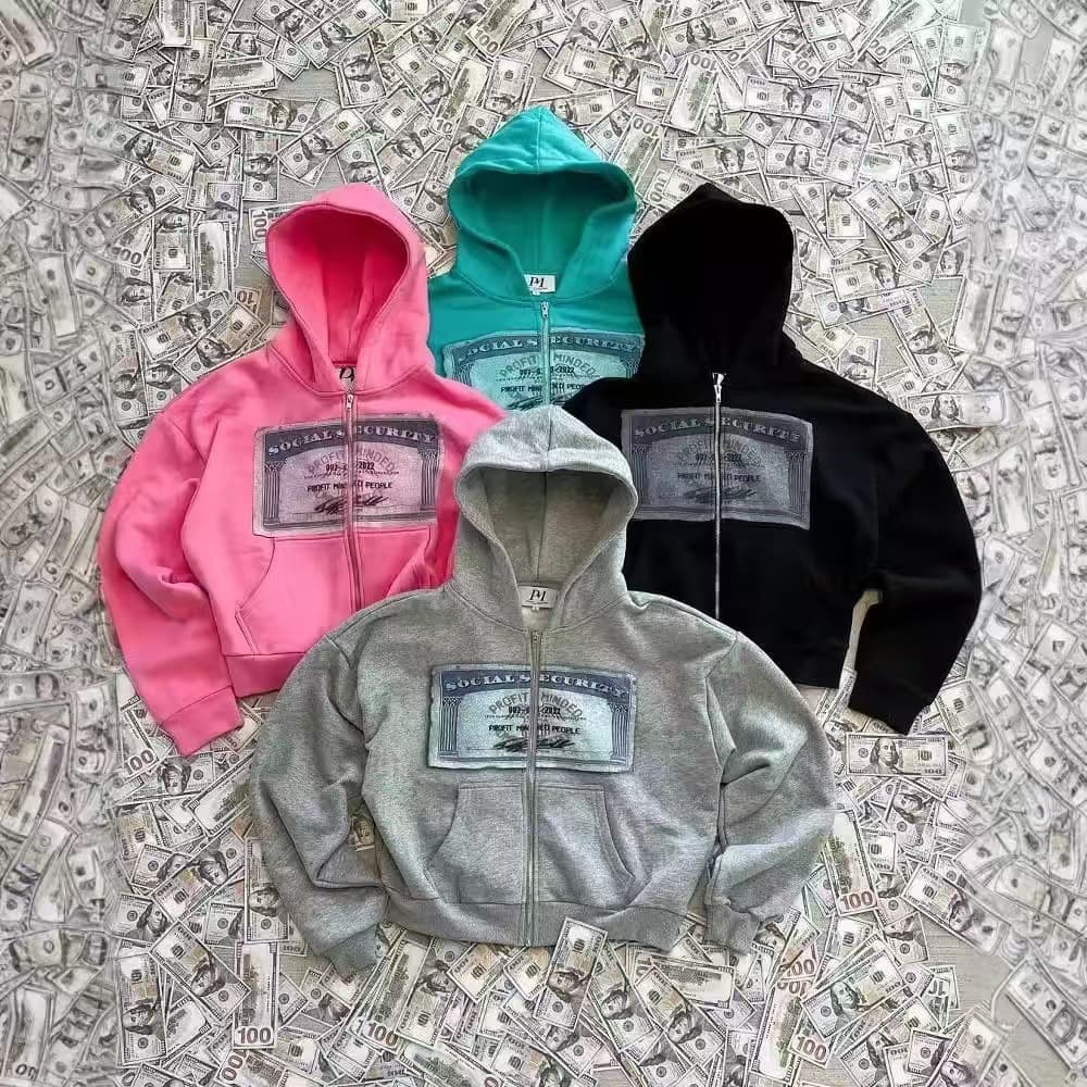 Oversized Zip-Up Hoodie For Teens - Unisex Pullover With Playful Print, Y2K Streetwear Style