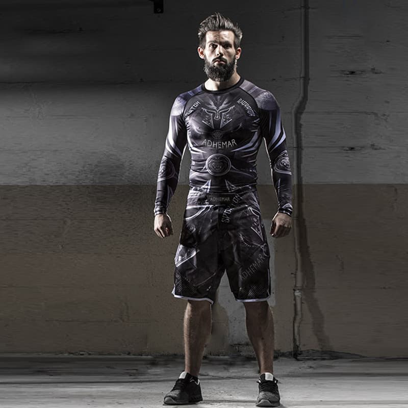 Men's Clothing CMuay Thai Fighting Sanda Boxing Tight Long Sleeve Men's MMA Training Sports Fitness Breathable Tops Customized