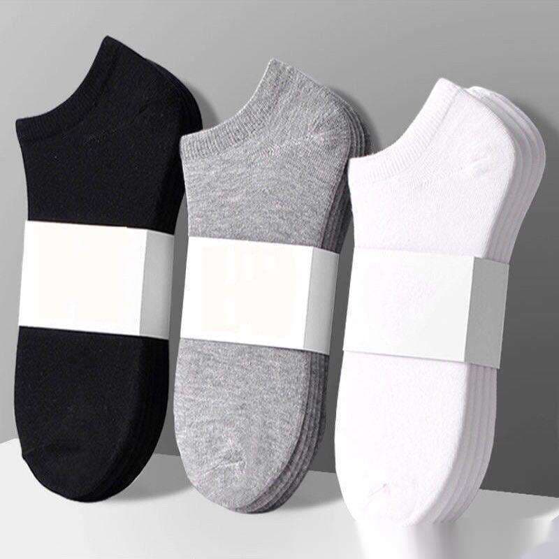 Black And White Gray Summer, Autumn, Winter, Four Seasons, Solid Color Men's Short Tube Boat Invisible, Disposable
