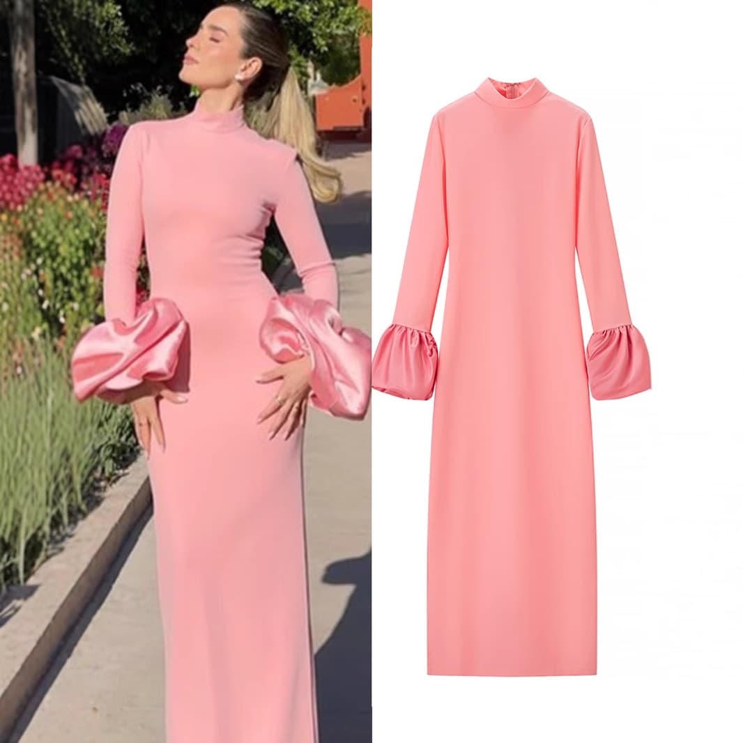 ​​"Women's One-Shoulder Floral Print Long Dress – Elegant Slim Fit Midi Dress For Spring & Autumn"​​