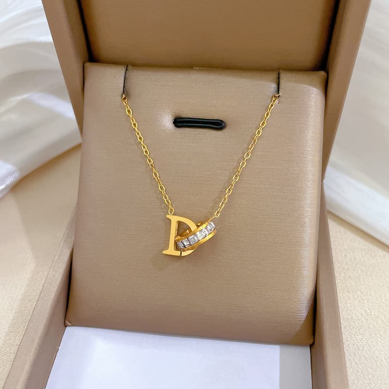 Unisex ring temperament personality minimalist wind furnace real gold necklace female ins clavicle chain