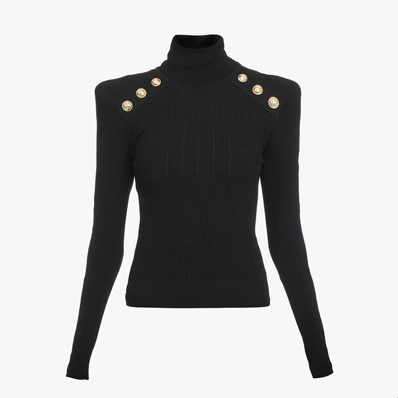 Temperament Commuter Pullover Black Long-sleeved Knitted Turtleneck Sweater Wool Blend Slim Fit Top Ready Stock