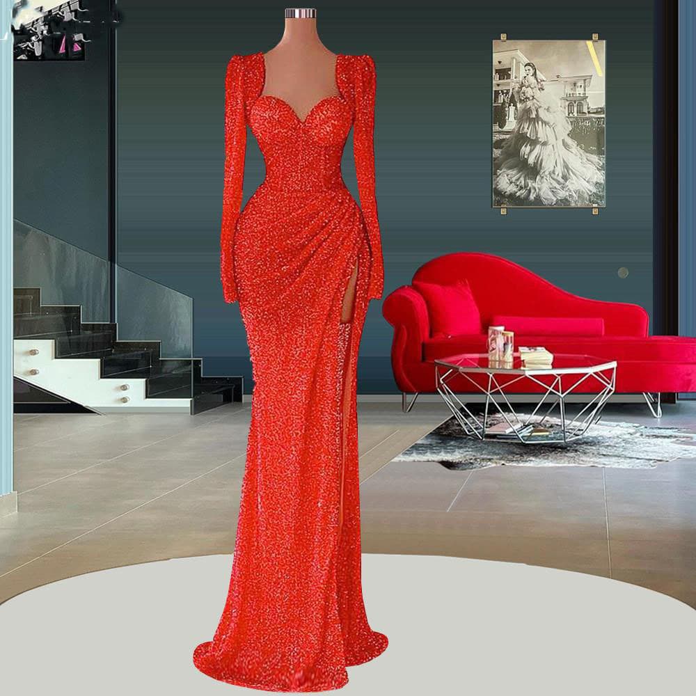 Women's Clothing Retro Elegant Long Slim Dress Annual Dinner Slit Dress