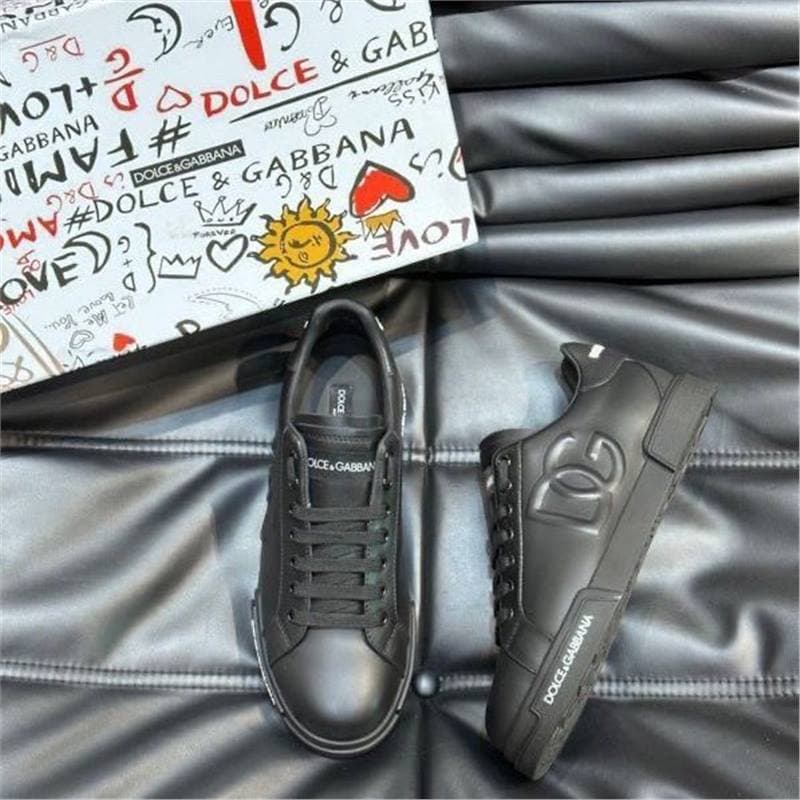 Baskets montantes blanches en cuir véritable, style européen moderne, avec inscription DG, pour homme.