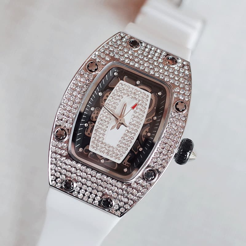 Richard Women's Live Silicone Strap Diamond Starry Sky Barrel-Shaped Waterproof Watch For Female Students