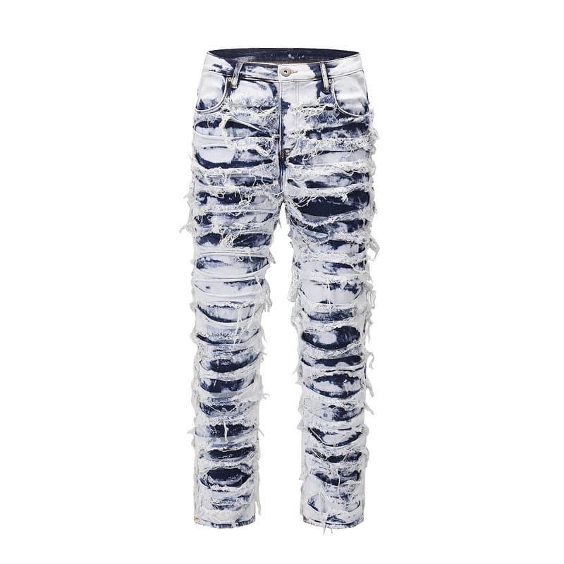 Men's And Womencross-Border Washed Jeans For In Spring And Autumn American Retro Raw Edge Design Loose Straight Wide-Leg Floor Mopping Pants