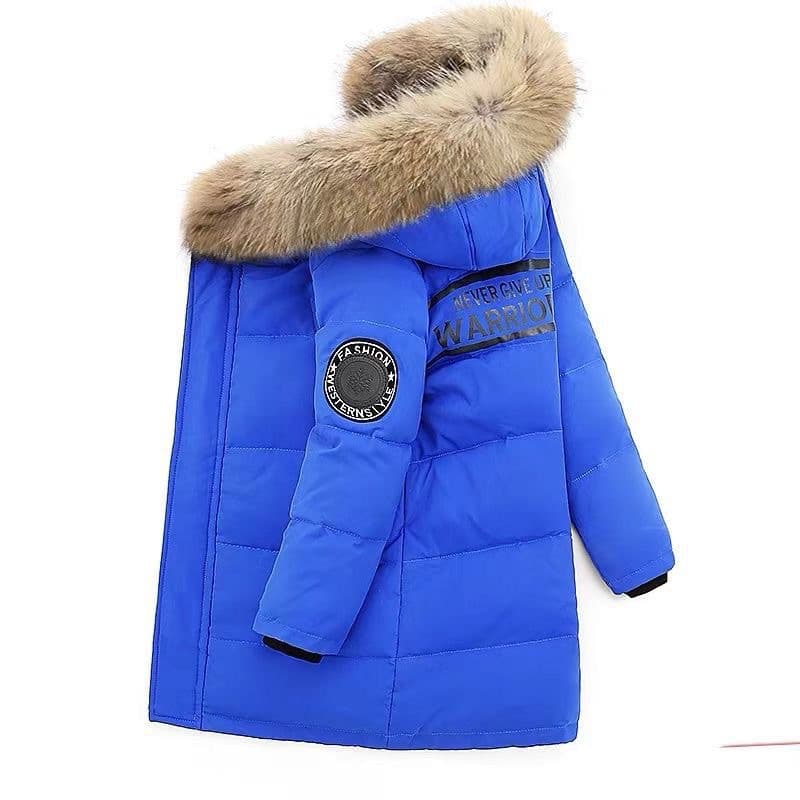 Popular Children's Clothing Boys' Cotton Padded Jacket Children's 2024 Winter New Style Jacket Mid Length Thick Down Cotton Jacket