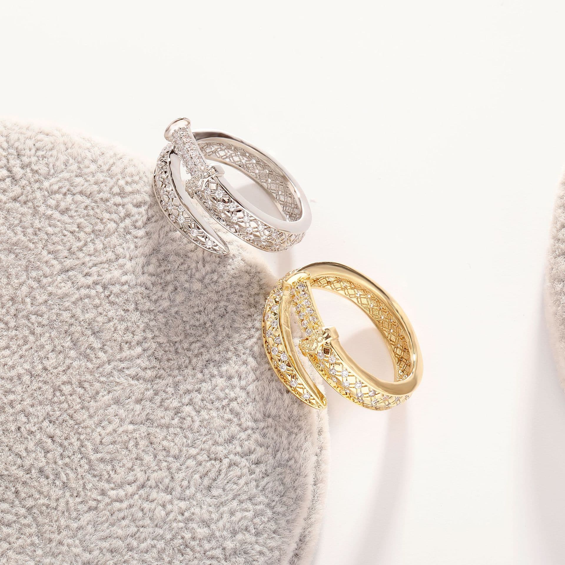Rings New All Match Open Diamond Ring Live Broadcast Personalized Design Sword Of Justice Ring Earrings Couple Gift