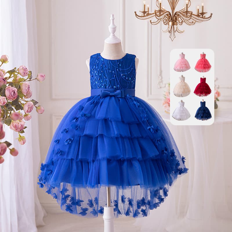 New Thousand Layer Butterfly Girls Dress Little Bridesmaid Wedding Dress Puffy Skirt Festival Evening Dress Girls Princess Dress