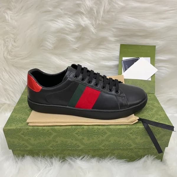 Baskets en cuir de qualité supérieure pour hommes et femmes, chaussures de course à rayures brodées Ace Bee