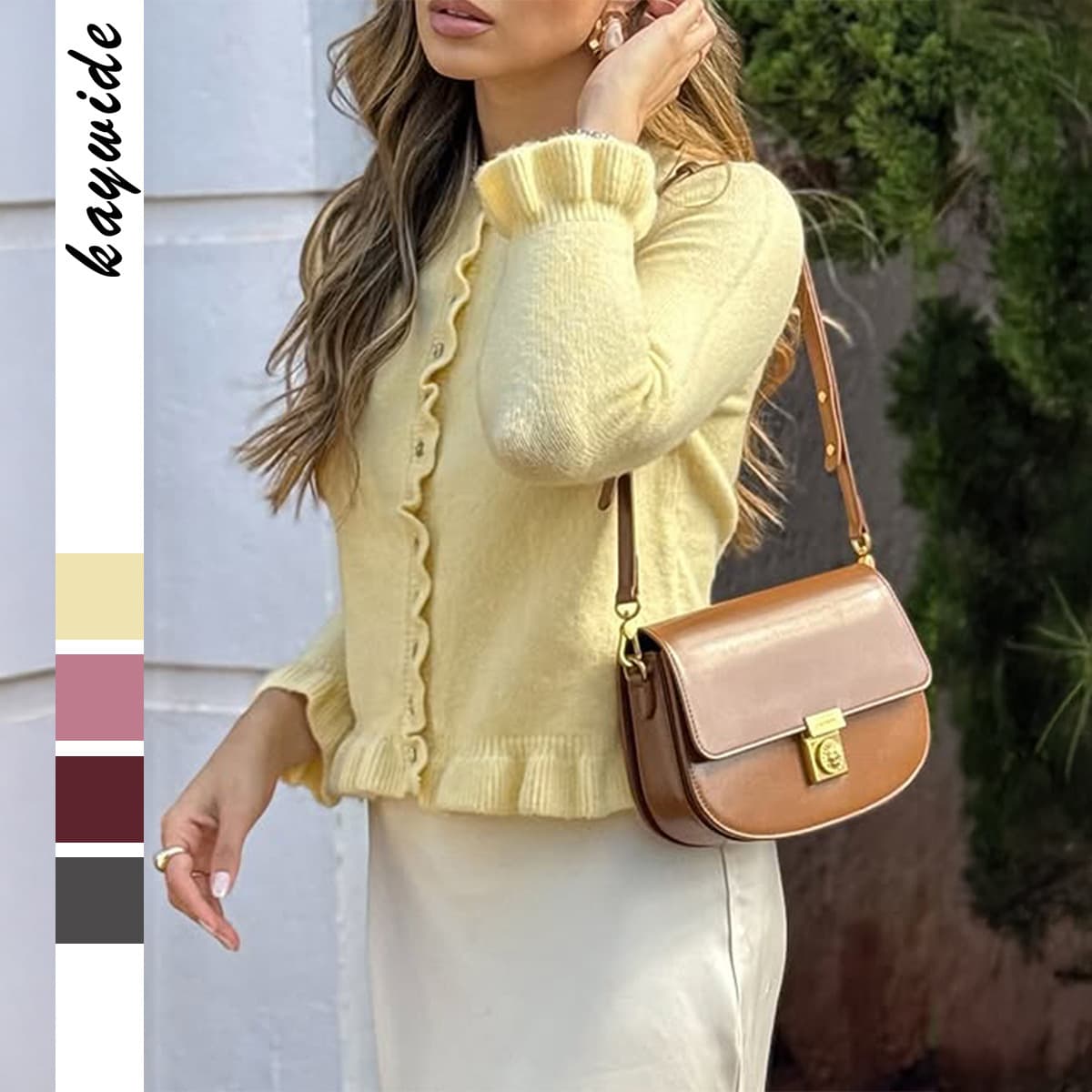 Women's Casual Vacation Style Solid Color Wool Button-down Long-sleeved Top Sweater 2025 Autumn And Winter