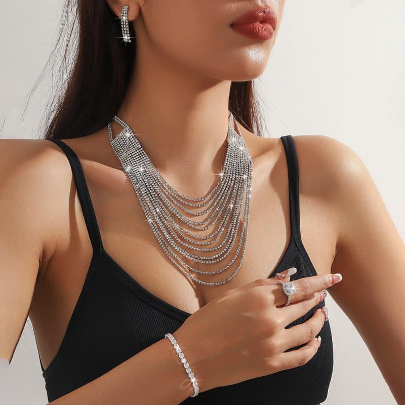 necklace set earring jewelry set banquet dress set necklace fashionable all match bridal jewelry