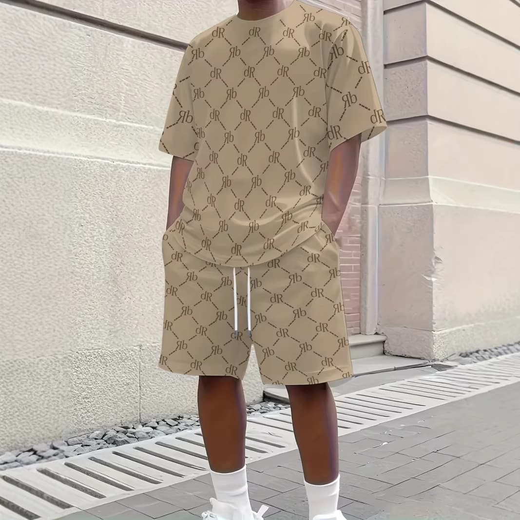 Men's Streetwear Essentials: Breathable Round-Neck T-Shirt & Drawstring Shorts Set – Trendy Casual Outfit For Gym & Daily Wear