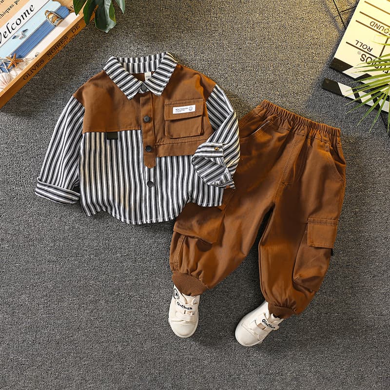 Toddler Boys Clothing Boys Autumn Shirt Suit New Spring And Autumn Overalls Trendy Boys Baby Street Clothes