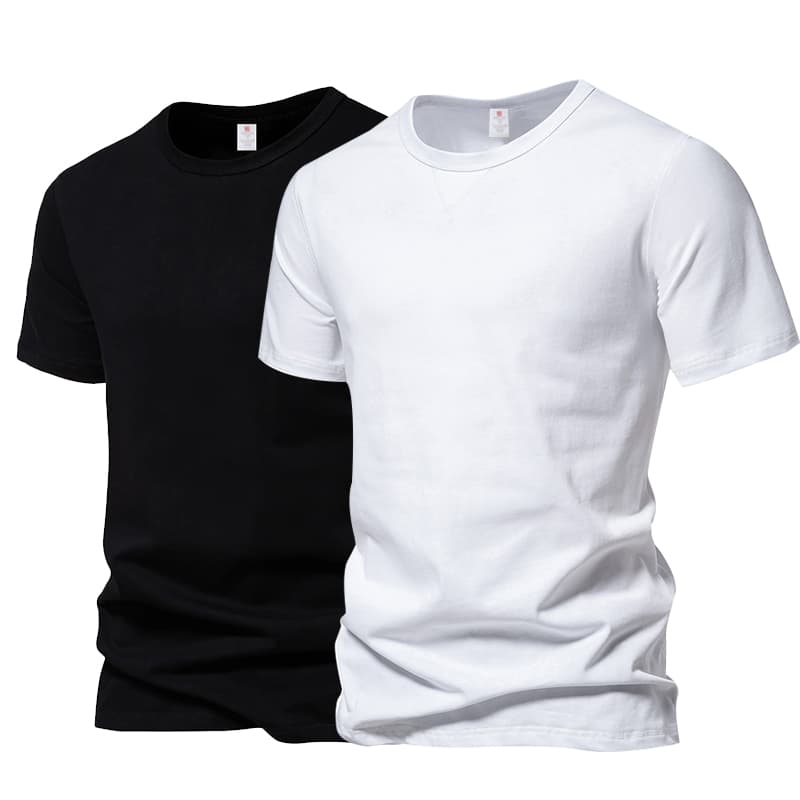 Kurzarm-Basic-Top Für Herren, Lässig, Normale Passform, O-Ausschnitt, T-Shirts, Schwarz, Weiß, Marinegrau