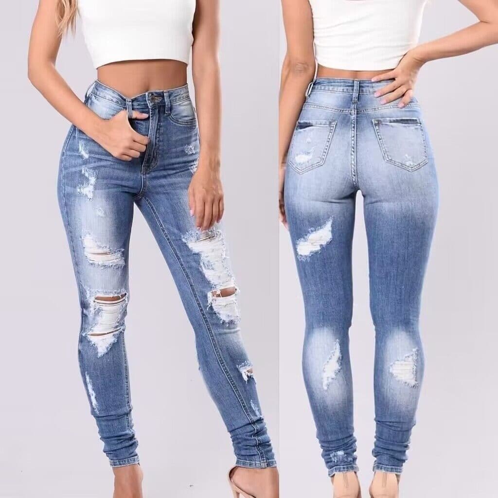 Women's Clothing Denim Ripped Denim Jeans