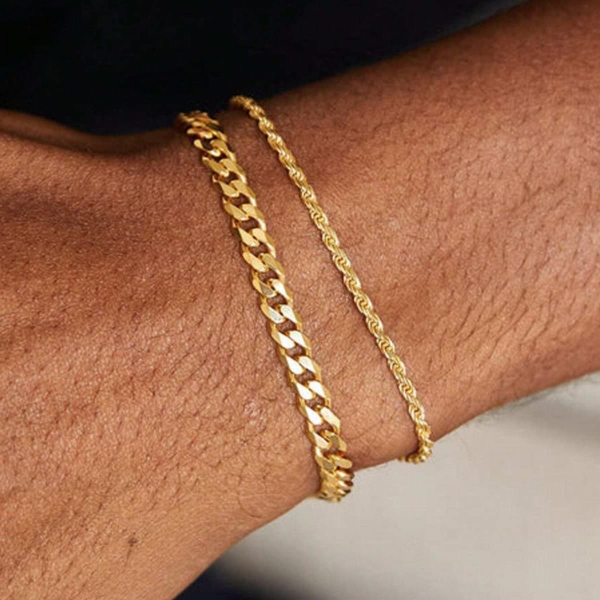 Stainless Steel Gold-Plated Fashion Gold Twisted Cuban High-End Sense Personality Men's Bracelet Versatile
