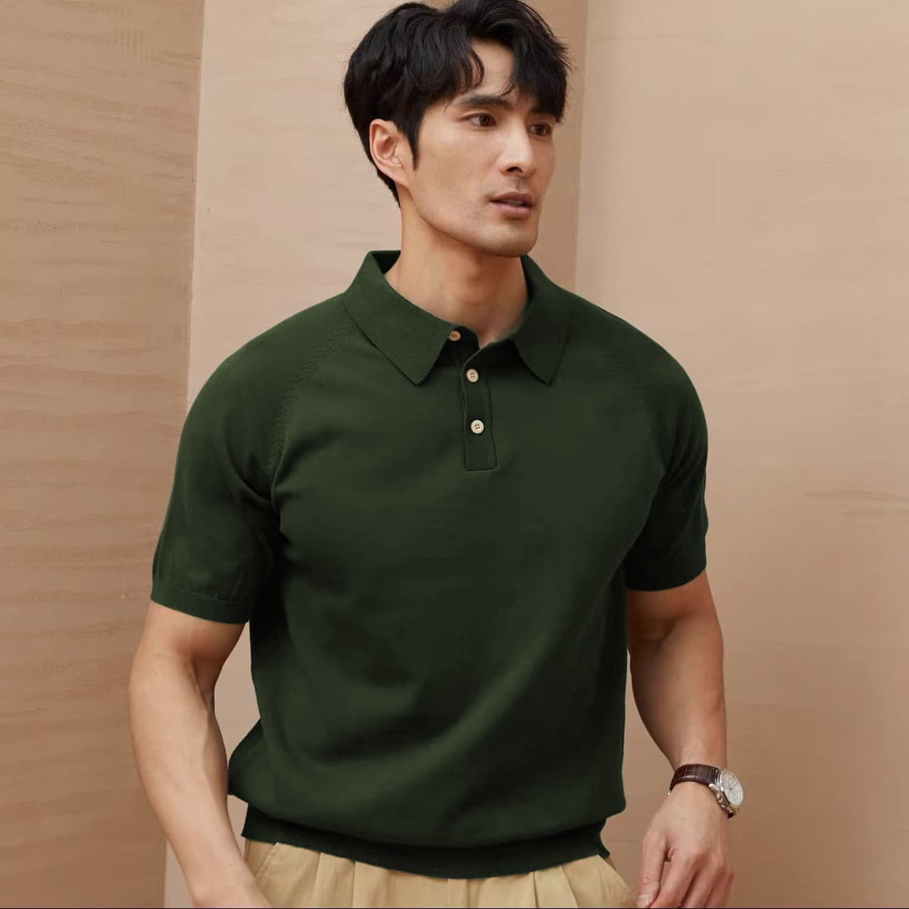 ​Men’s Summer Polo Shirt – Breathable & Lightweight, Business Casual (Black/Dark Charcoal/Caramel, Stretchable & Quick-Dry)​