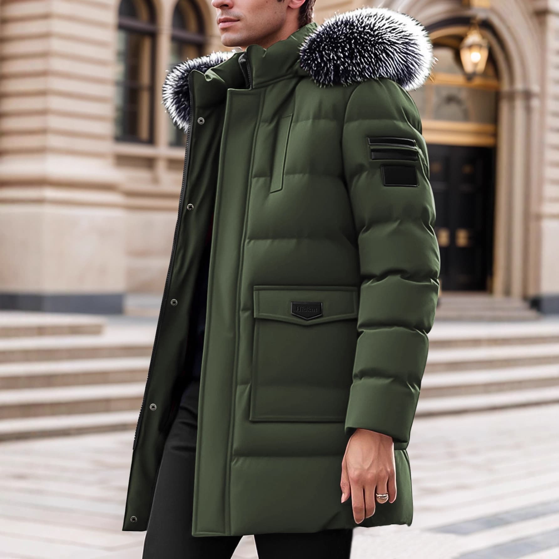 ​​Men's Winter Parka With Detachable Hood – Oversized Long Coat (EU XXS-XXXL, Heavyweight Polyester)​
