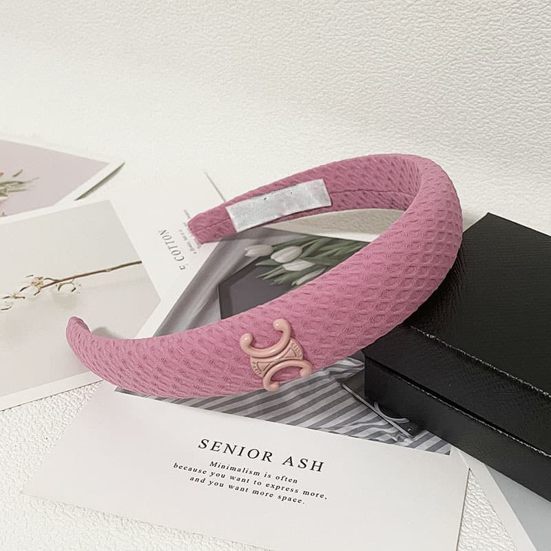 Bandeau en éponge rose à nœud haut, accessoire de cheveux simple et mignon, collection printemps/été 2026.