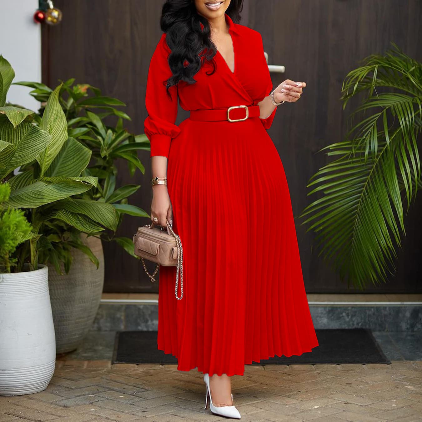 Women's Clothing2024 autumn new fashion temperament solid color large size dress