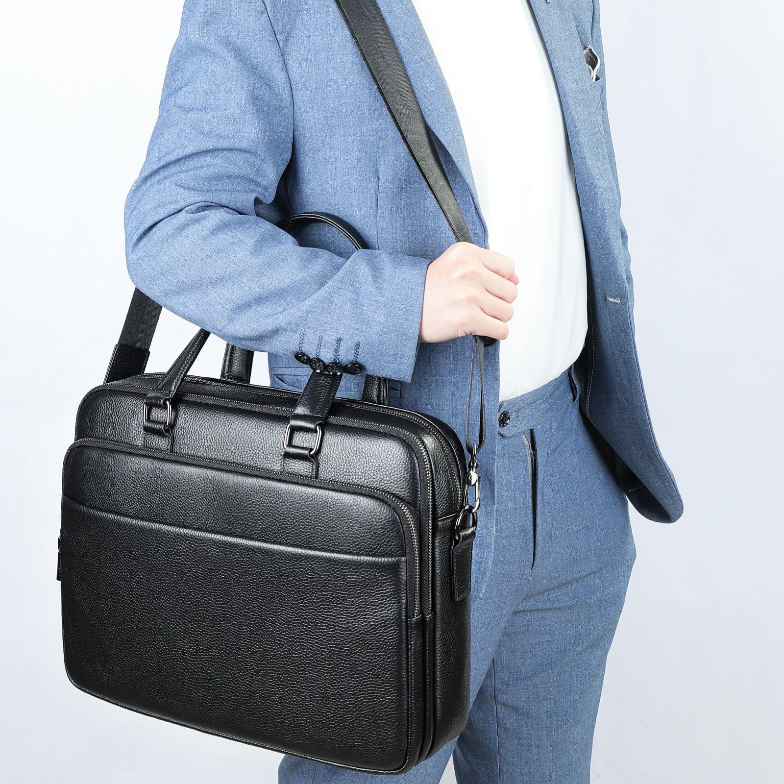 Men's Briefcase Business Genuine Leather Men's Handbag High End Messenger Bag High Quality Textured Business Bag Men