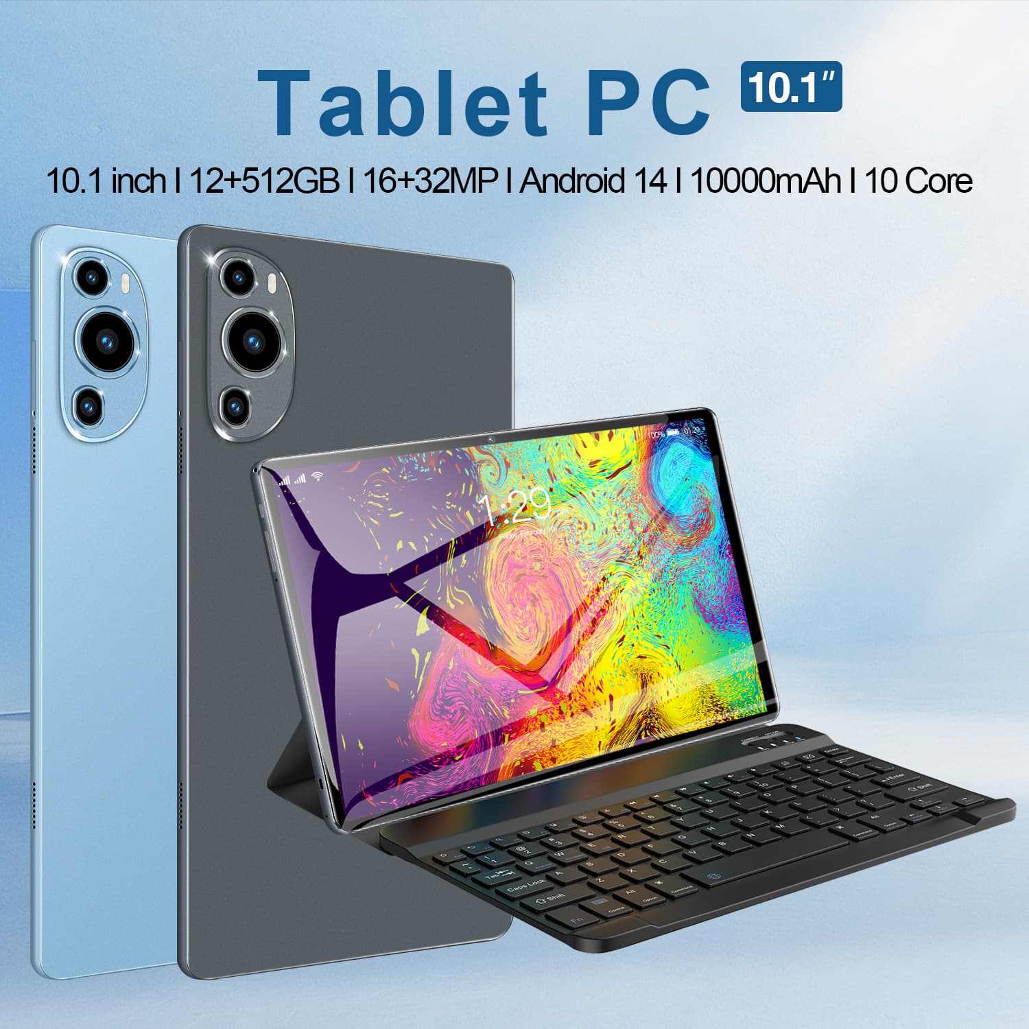 2025 New Lightweight Laptop 12GB+512GB P61 Android Tablet 10.1-inch Smart Dual Card Dual Standby 4G Bluetooth