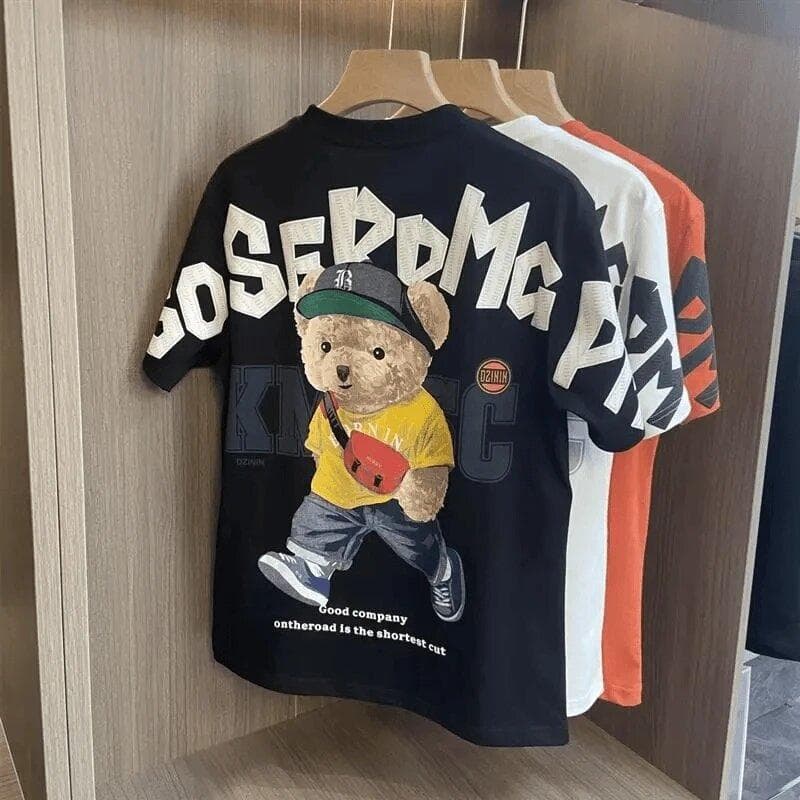 Pure Cotton Men's T-Shirt Short Sleeved Printed Trendy Brand Popular Online Style Summer Quality Top for Men