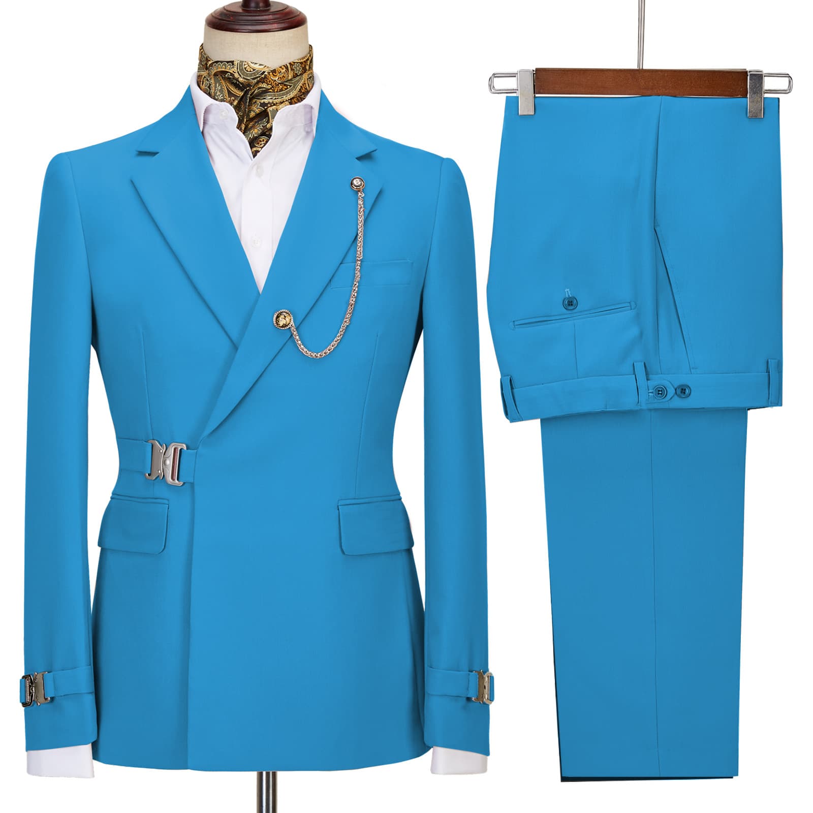 Men's Clothing Men's two piece suitmen's dress suit oblique button metal button