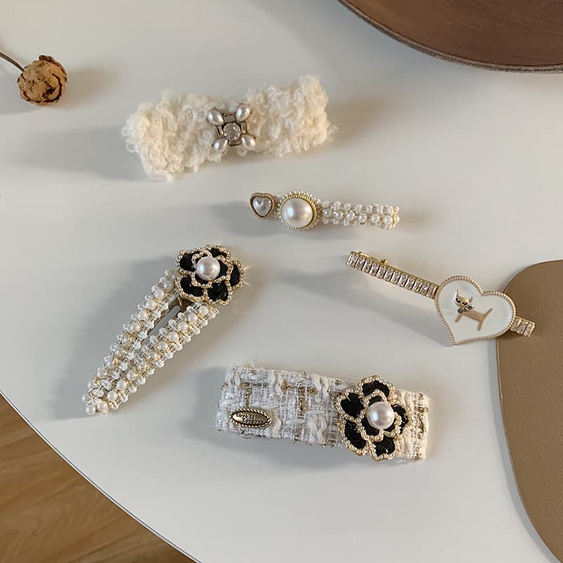 Camellia Hairpin Human Rich Flower Black and White Fragrant Style BB Clip Korean Hair Accessories Headwear Side Hairpin