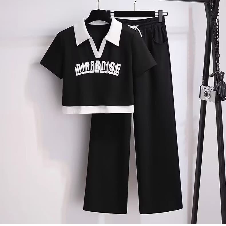Women's Clothing Fashion Hoodie Wide-leg Pants Two-piece Running Suit