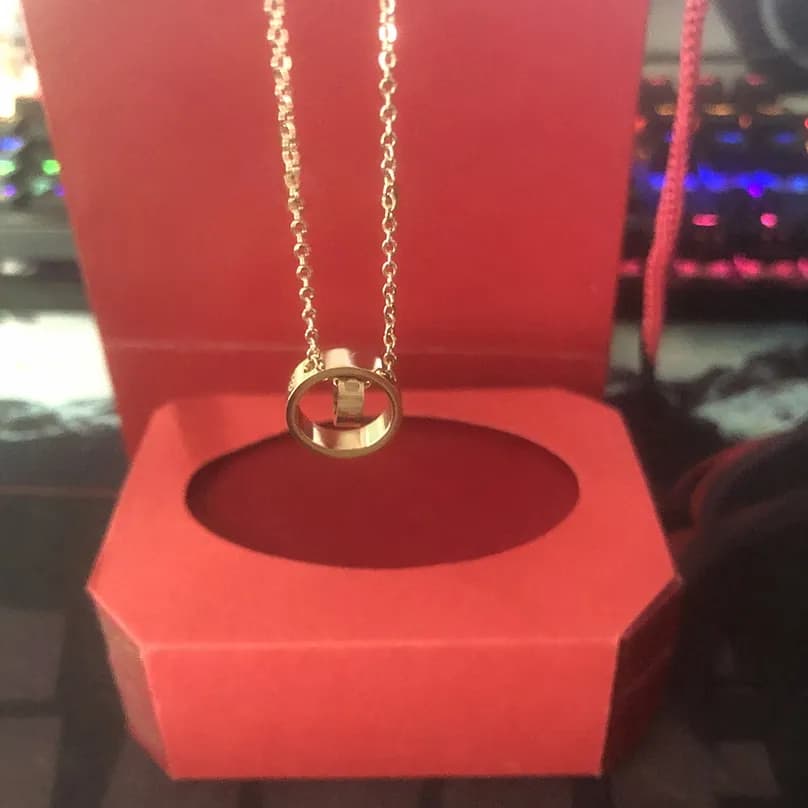 Classic designer Love Necklaces double ring pendant Diamond women Necklace Fashion womens gold sier torque with red box