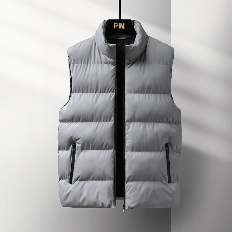 Men's Oversized Warm Down Cotton Vest Jacket - Winter Casual Layering Piece For Big & Tall (Black, Grey, Blue, Red)
