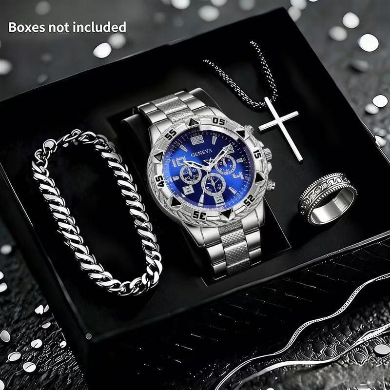 large Dial Alloy Steel Chain High-end Business Fashion Sports Watch For Men, Waterproof, Luminous,