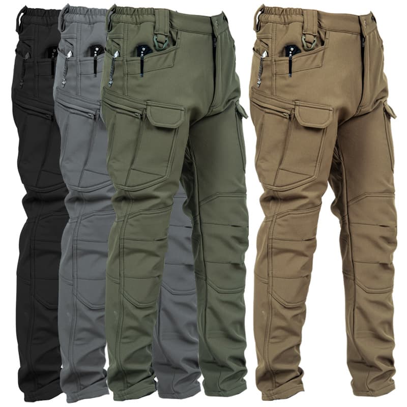 Men's Clothing Outdoor Assault Pants Soft Shell Tactical Pants Fleece Warm Casual Overalls Plus Velvet Thickened Mountaineering Pants