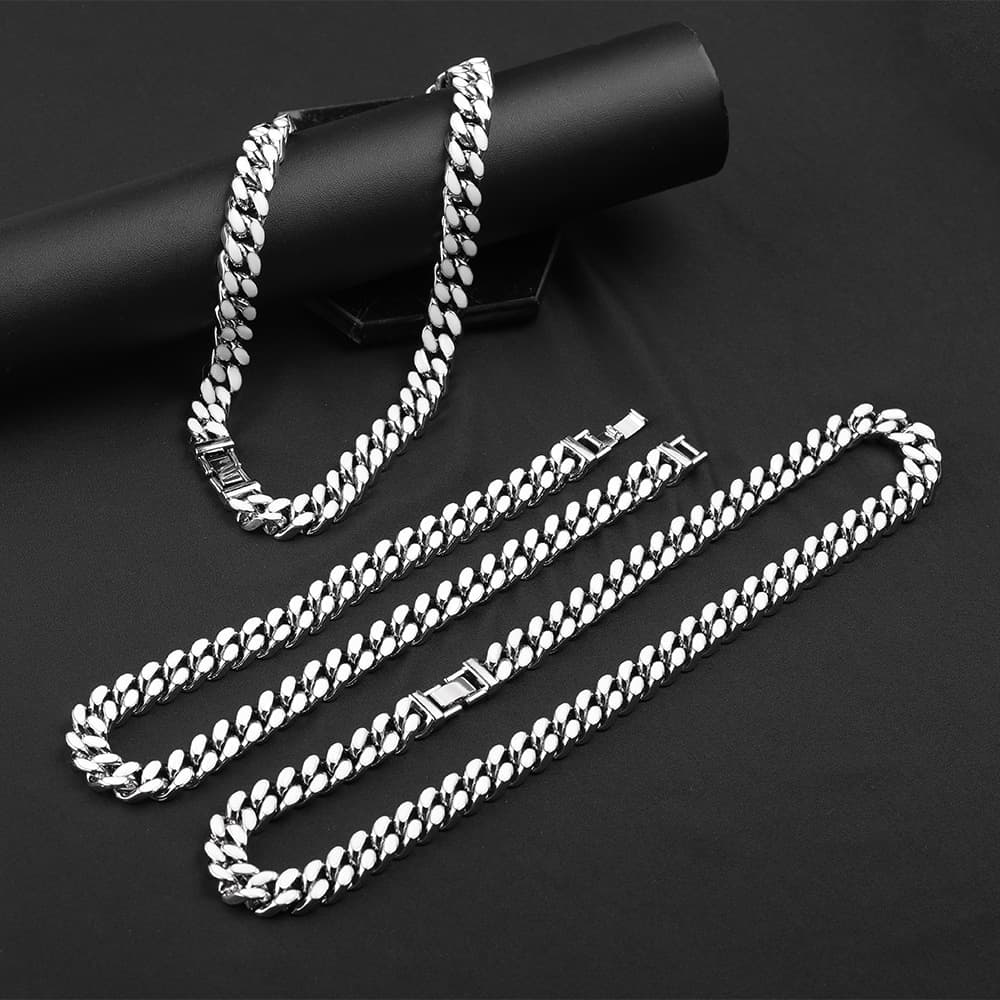 White Vinyl Men's Hip-hop, Women's Collarbone Chain, Contrasting Color, Cuban Thick Necklace, Trendy Necklace