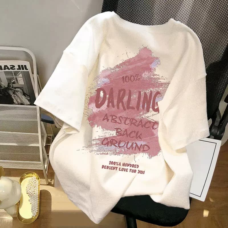 Women's National trendy T-shirt women's short-sleeved design niche loose summer style chic American retro white top ins trend
