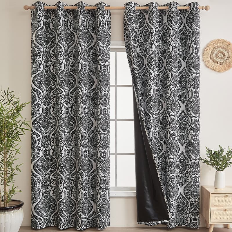Full Blackout Curtains High End Environmentally Friendly Coating Small Fresh Curtains Floral Punching Labeling