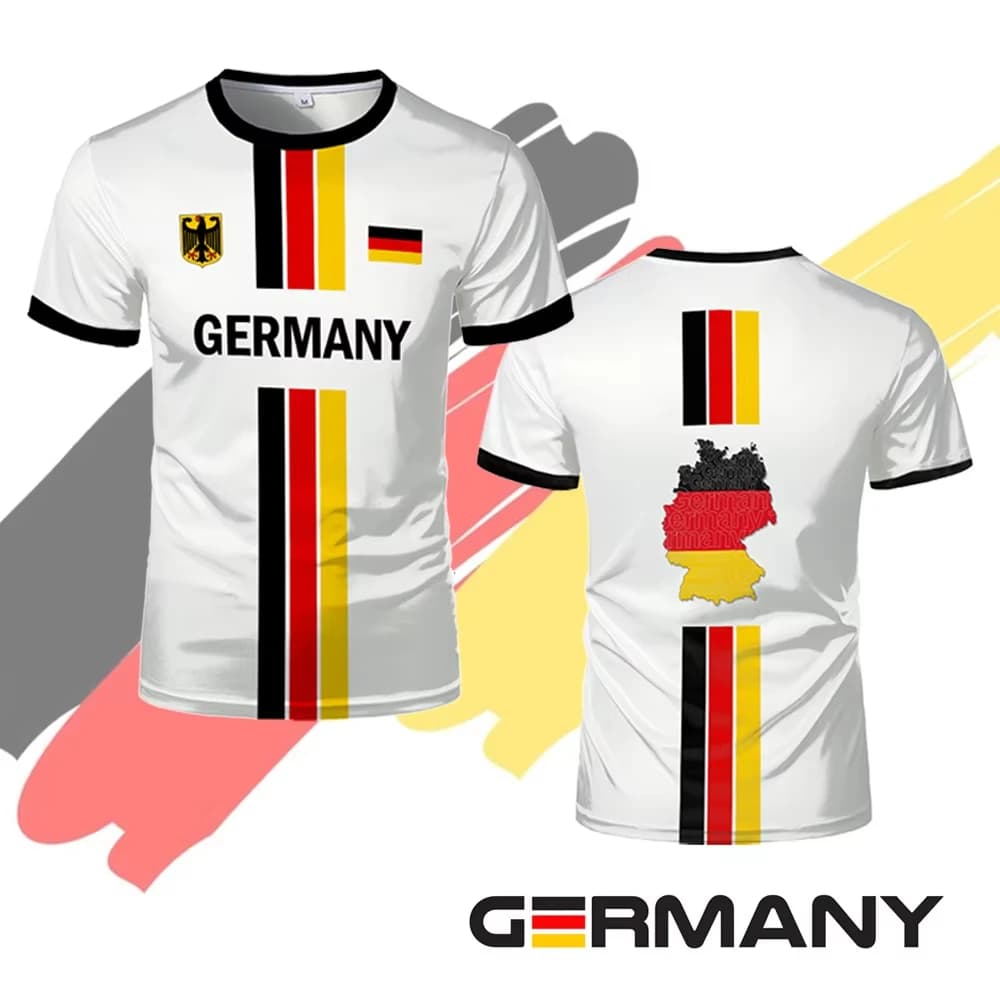 Summer New Men's Germany Football Jersey Tshirt Short Sleeve Tees Soccer Uniform Casual German Map Flag Sports Unisex Tops
