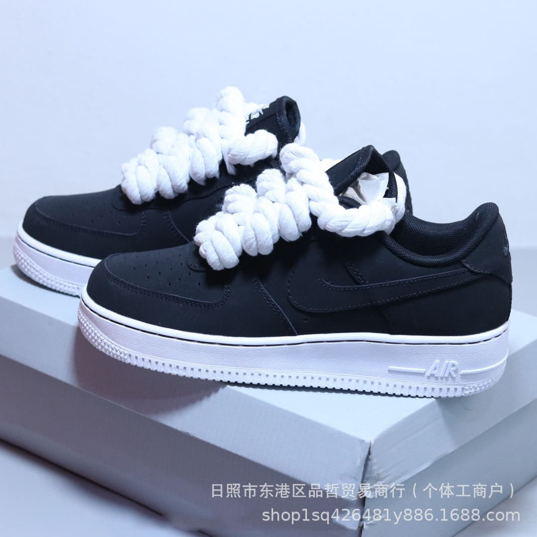 Baskets en corde transfrontalières à lacets épais pour femmes, style Air Force One édition limitée, décontractées pour hommes