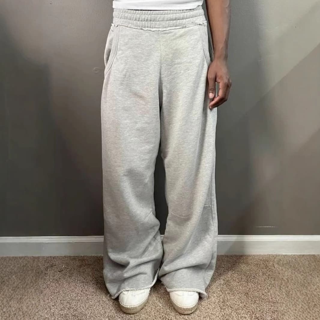 ​Unisex Streetwear Loose Fit Jogger Pants - Lightweight Polyester Casual Trousers For Men & Women (Grey/Black, S-XL)​