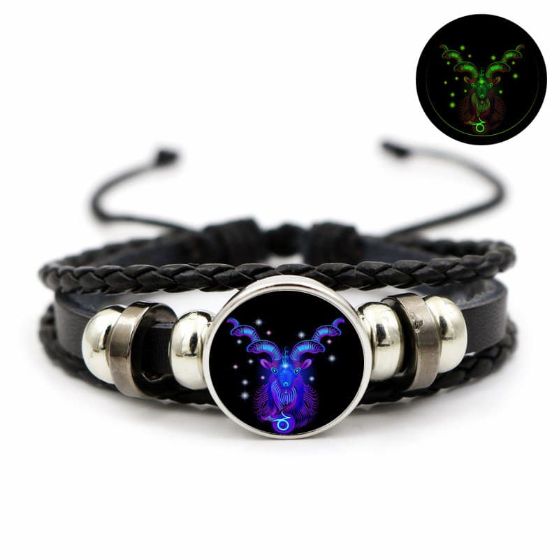 Bracelet en cuir lumineux pour homme et femme, douze constellations, style coréen, simple et lumineux