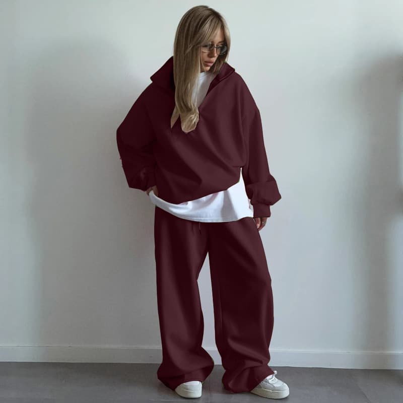 ​​Unisex Oversized Half-Zip Hoodie & Jogger Set – 65% Cotton Streetwear Two-Piece (Minimalist Aesthetic, Gender Neutral, All-Season Comfort)​​