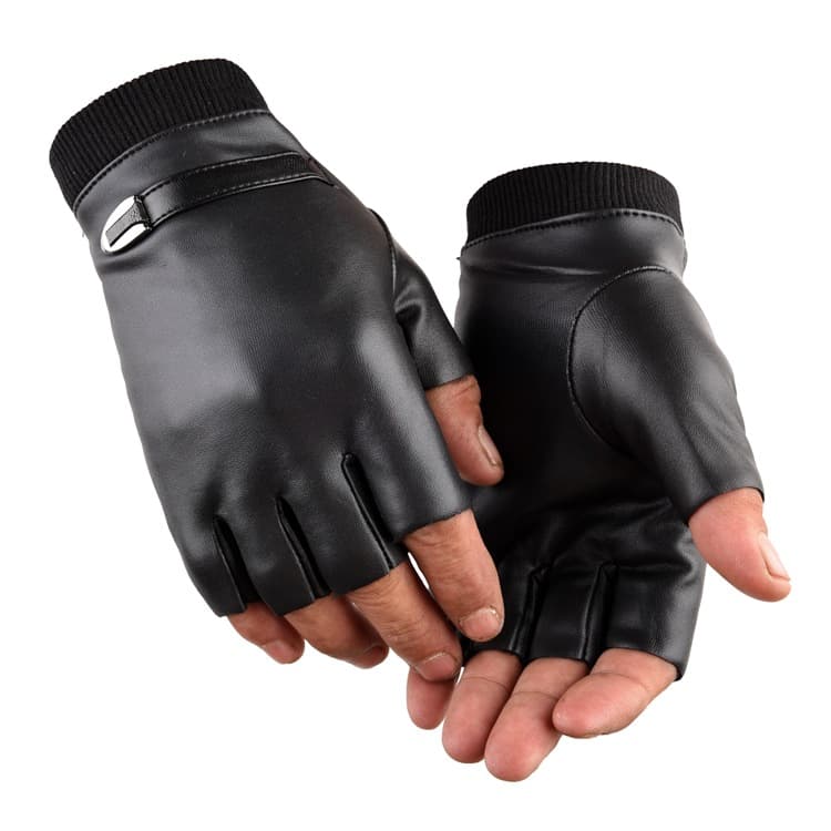 Autumn and winter warm half-finger gloves non-inverted velvet fleece keyboard driving riding students homework sports non-slip gloves