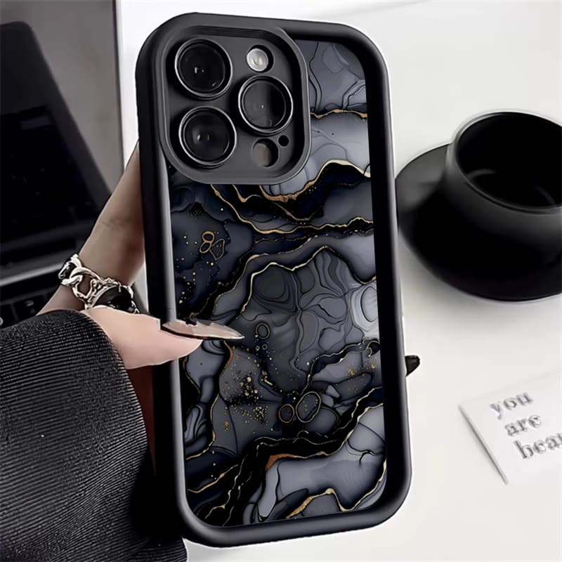 Marble Quicksand Pattern Printing Matte Phone Case For Iphone 16 14 Max 16E 13 12 Pro 11 15 Plus X XS XR 7 8 Soft Cover