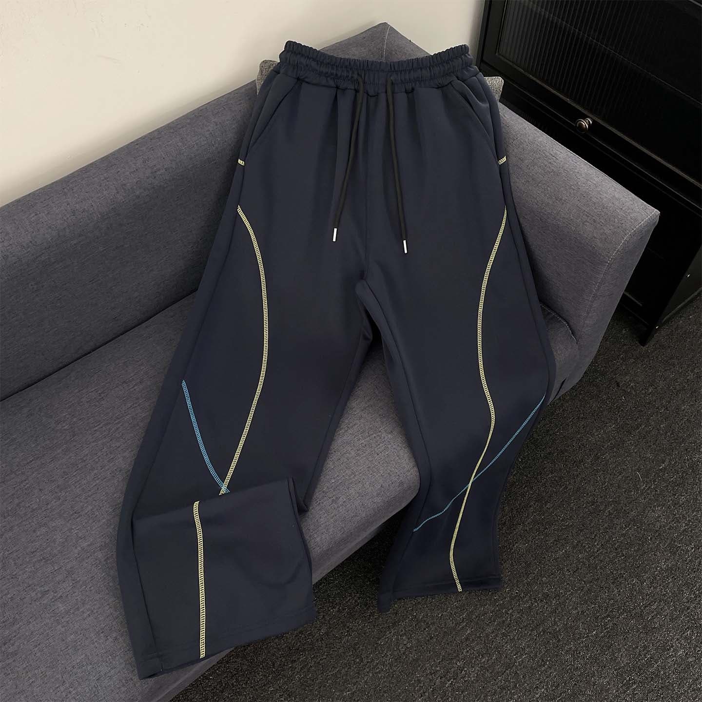 Men's Straight Leg Casual Pants - Retro Streetwear Joggers With Relaxed Fit, Low Rise, Stretch Fabric, Urban Hip-Hop Style For Teens & Young Adults