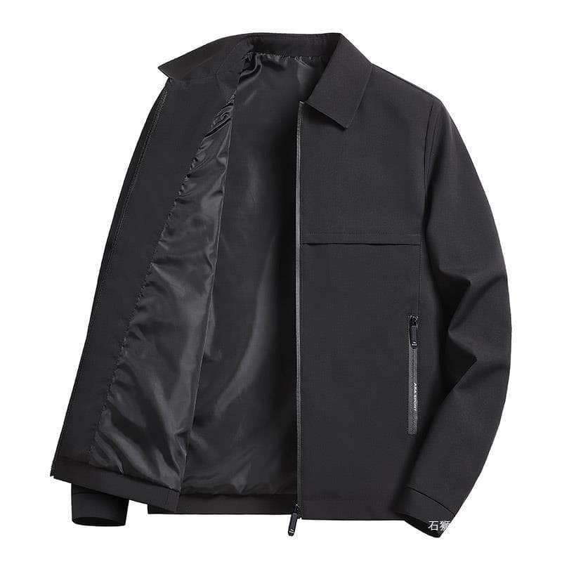 Men's Clothing manufacturers spring and autumn new middle aged and elderly thin coat lapel solid color zipper men's jacket one piece dropshipping