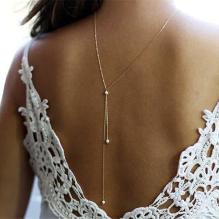 Simple and sexy accessories, creative new versatile pearl necklaces, back chains