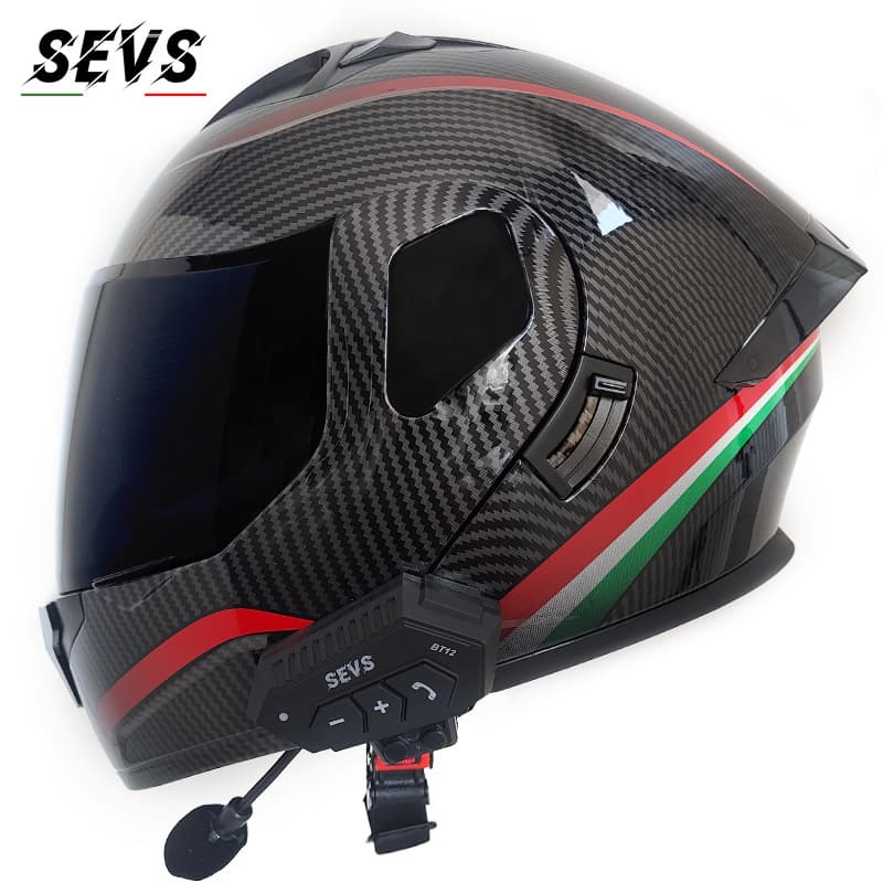 Flip-Up Motorcycle Helmet With Dual Visor, Large Spoiler & Bluetooth – DOT Certified For E-Bike & Scooter Riders​
