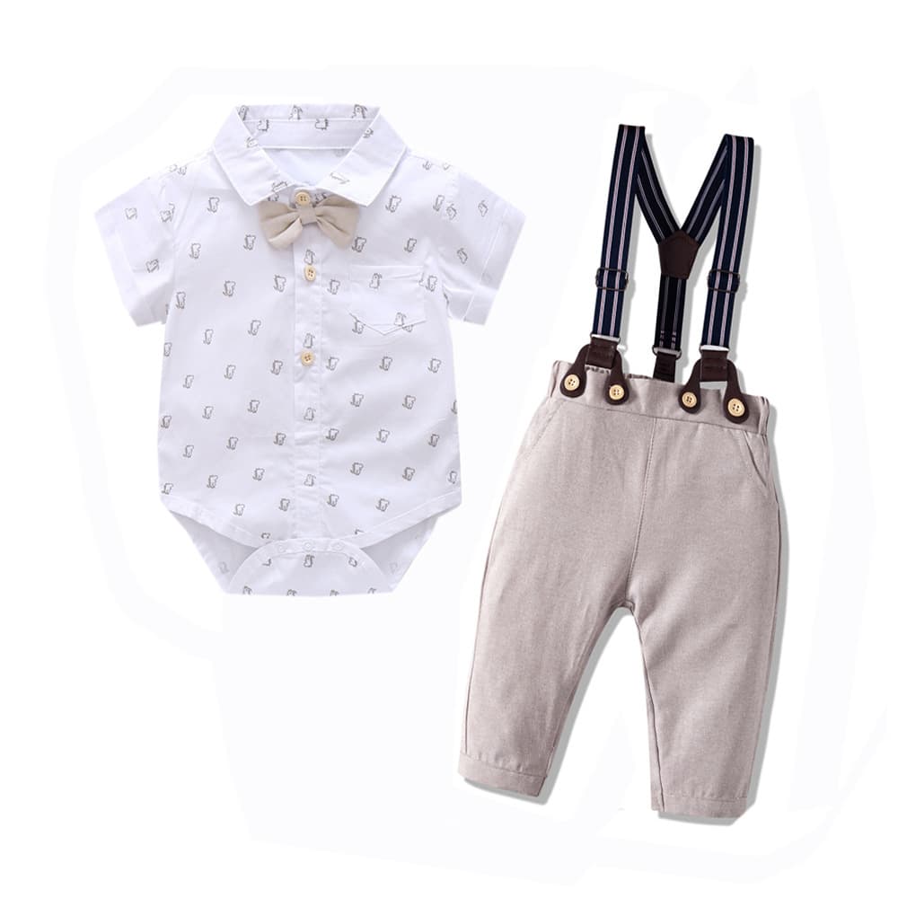 Children's new printed dinosaur print suit baby boy gentleman triangle hoodie manufacturer wholesale one piece drop shipping